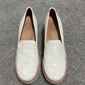 Naturalizer Women's Croc-Embossed Cream Flats